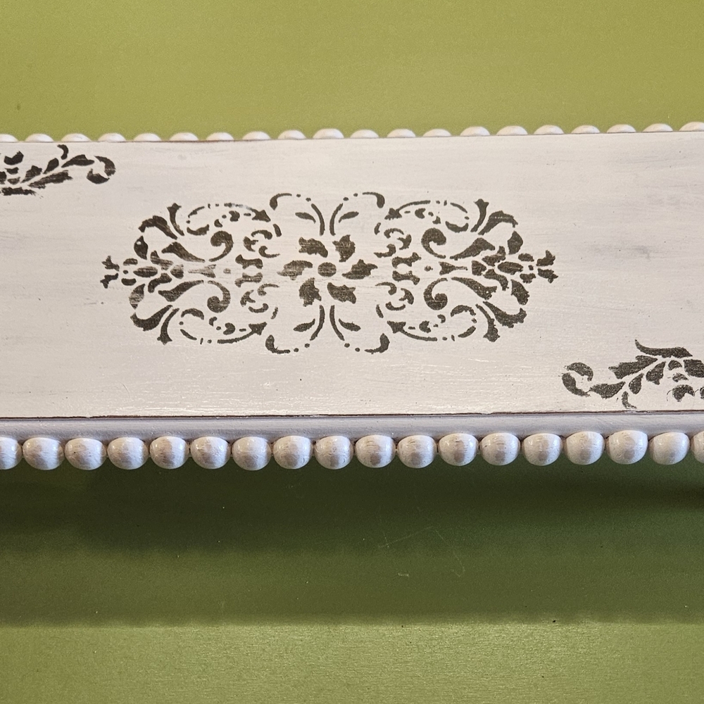 Decorative Distressed White and Black Wooden Tray/Riser - Picture 4 of 6